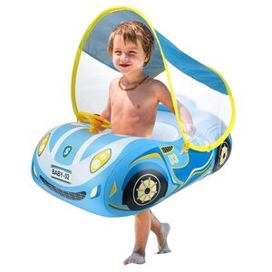 Swimming with Canopy Summer Swimming Seat for Newborn Blue‎ Float Bleeder Pump